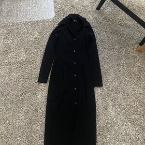 Express Black Long Sleeve Button-Up Dress